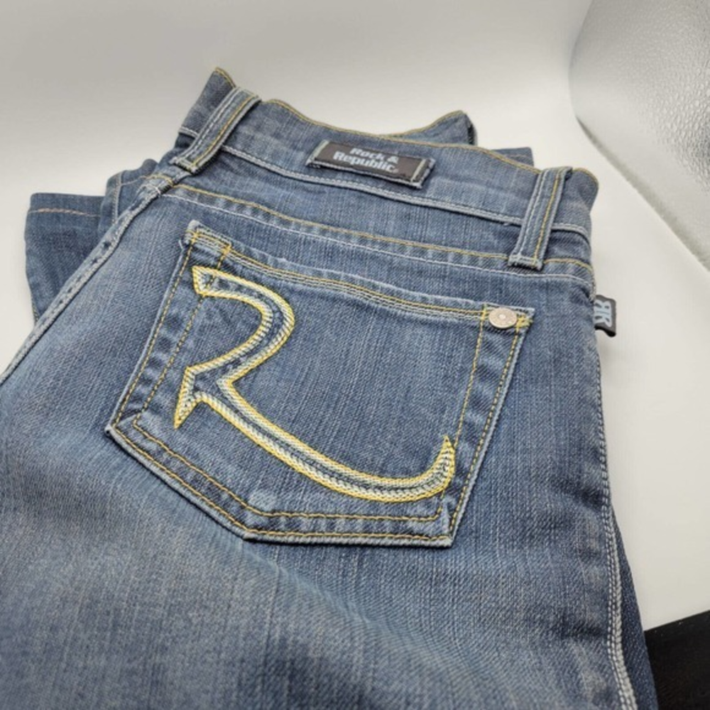 Rock & Republic "Kiedis" Women's Size 24 Blue Jeans w/Back Pocket Embellishment‎